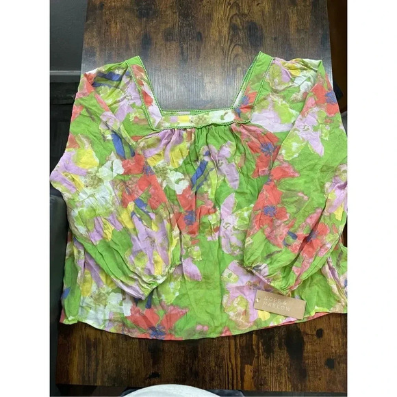 Hope&  Harlow Square Neck Floral Bohemian Blouse In Winsome Orchid / Multi SZ XL - Picture 10 of 12